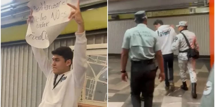 uspenden a elementos de Guardia Nacional que detuvieron a manifestante en el Metro