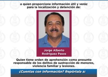 Ofrece FGE hasta un millón de pesos por información que lleve a la captura de Jorge Alberto Rodríguez Pasos
