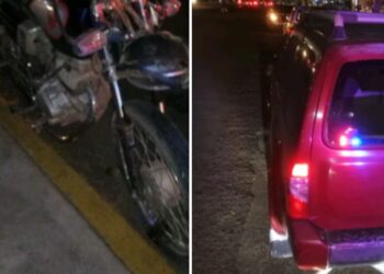Se lesiona motociclista al chocar de alcance contra una camioneta