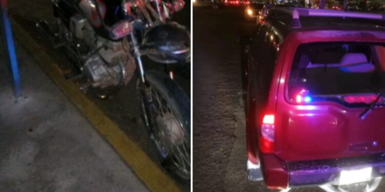 Se lesiona motociclista al chocar de alcance contra una camioneta