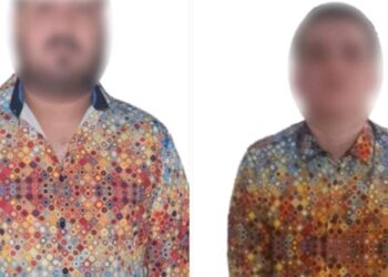 Policías estatales aseguran a dos hombres que circulaban en un vehículo robado