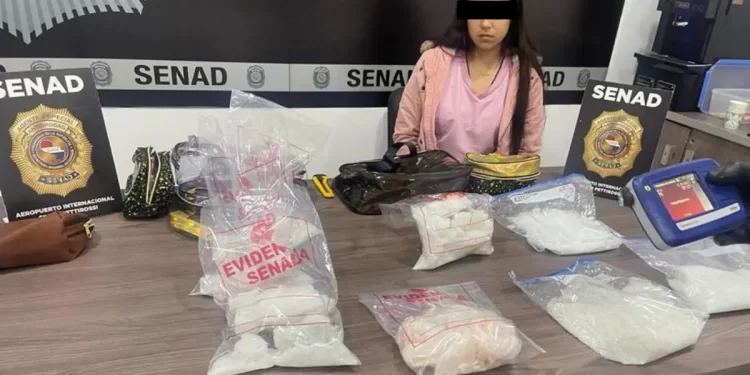 Mexicana fue detenida en Paraguay con metanfetamina valuada en 1.5 millones de dólares