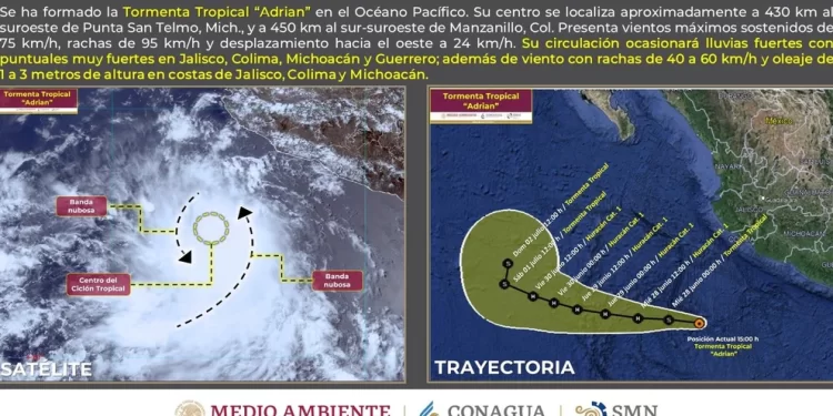 Ya se formó la primera tormenta tropical Adrian y se prevé que crezca a huracán categoría 1