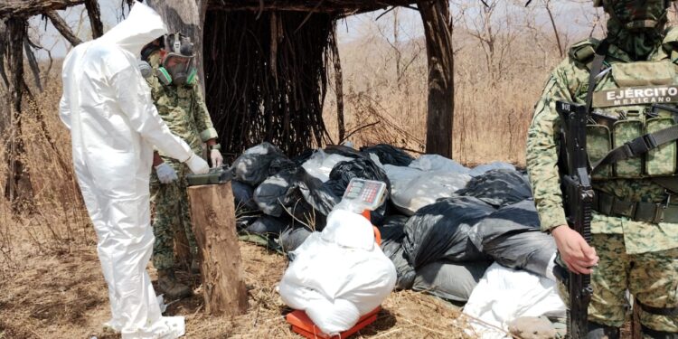 Localiza Ejército más de una tonelada y media  de “Cristal” cerca del poblado El Corral Viejo