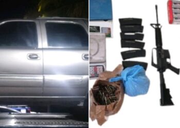 SEDENA y policías estatales aseguran armas y una camioneta abandonada en Los Mayos