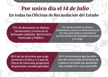 Ofrecerá Gobierno del Estado descuentos en trámites vehiculares por única ocasión