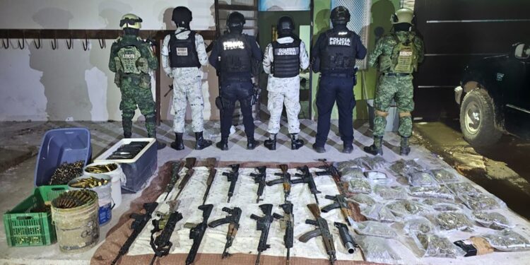 Drogas, armamento y equipo táctico fue asegurado por SEDENA, Guardia Nacional y Policía Estatal, resultado de “Operación Culiacán Seguro”