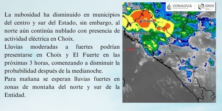 Continuarán las lluvias en la zona centro-norte y norte de Sinaloa : Protección Civil