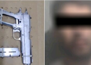 Traía fajada a la cintura una pistola calibre 45 y fue detenido en Los Huizaches
