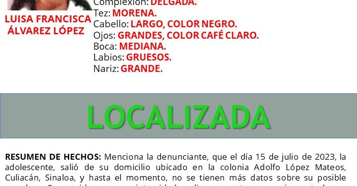 FGE localiza a adolescente en Angostura, ya se encuentra con sus familiares 