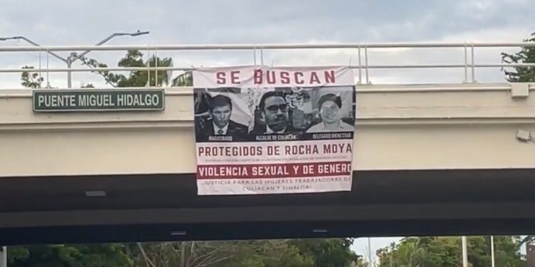 Aparecen mantas acusando de acosador sexual al Alcalde de Culiacán Juan de Dios Gamez Mendivil