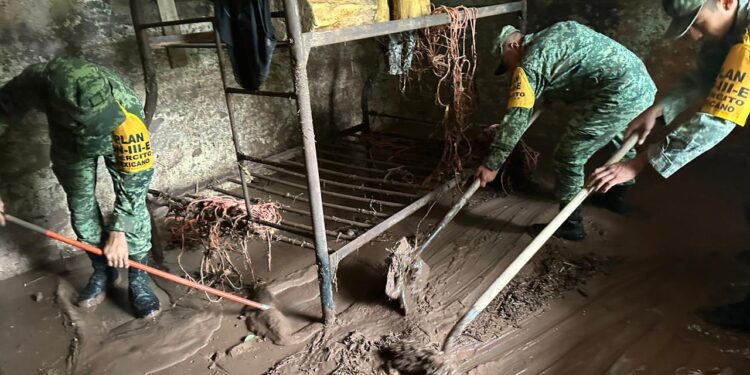 Ejército y Fuerza Aérea aplican plan de auxilio a la población por los daños causados por “Norma” en Sinaloa