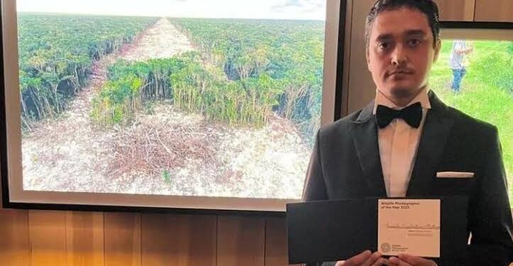 Mexicano es premiado por foto que muestra la deforestación que dejó la construcción del Tren Maya
