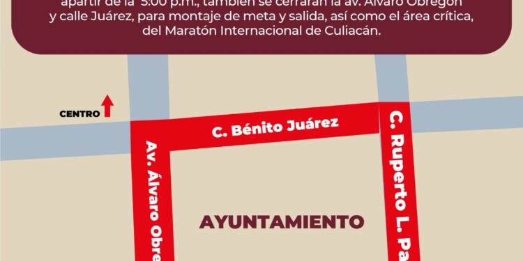 Habrá cierre de calles con motivo del Maratón Internacional de Culiacán 2024