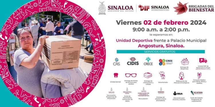 Este viernes 02 de febrero, las Brigadas del Bienestar de DIF Sinaloa estarán en Angostura