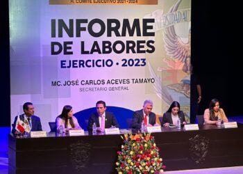 José Carlos Aceves resalta seguridad y certeza para los trabajdores en Tercer Informe de Labores del Suntuas Académico