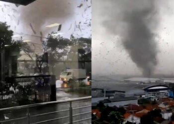 Enorme tornado arrasa con campos y casas en Indonesia