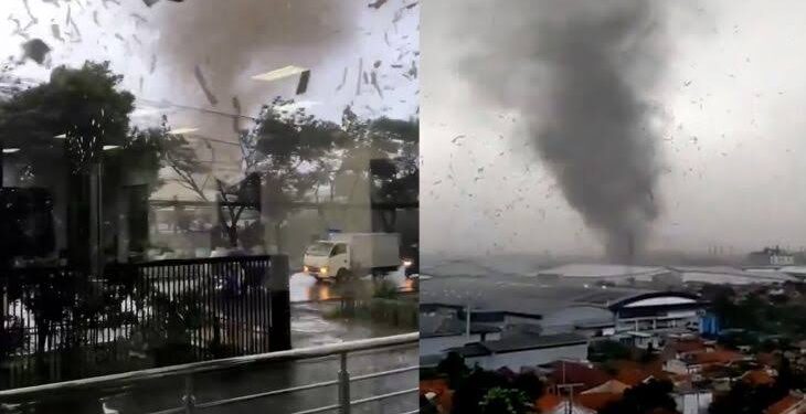 Enorme tornado arrasa con campos y casas en Indonesia