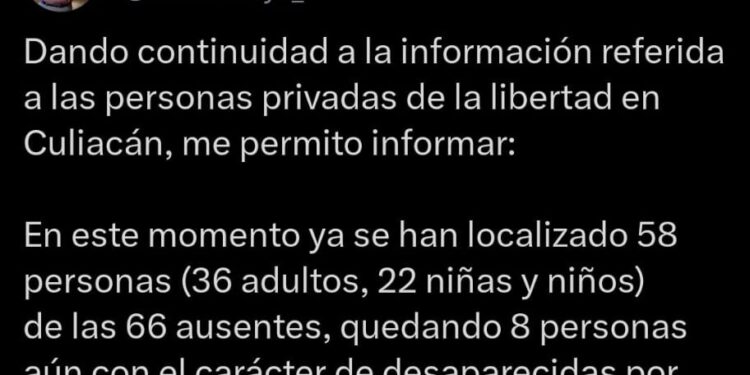 Ya son 58 las personas localizadas: Rubén Rocha Moya