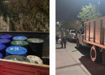 Sedena y Policía Estatal aseguran camioneta con químicos