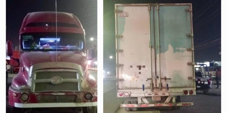 Policía Municipal asegura un tráiler robado minutos antes, pero el responsable logró escapar