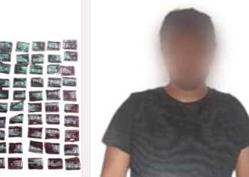 Policías Estatales aseguran a hombre con decenas de dosis de presunta droga