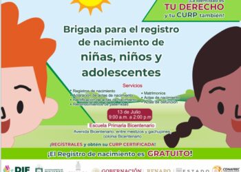 Invita DIF Bienestar a participar en la Brigada de Registro de Nacimiento para niñas, niños y adolescentes