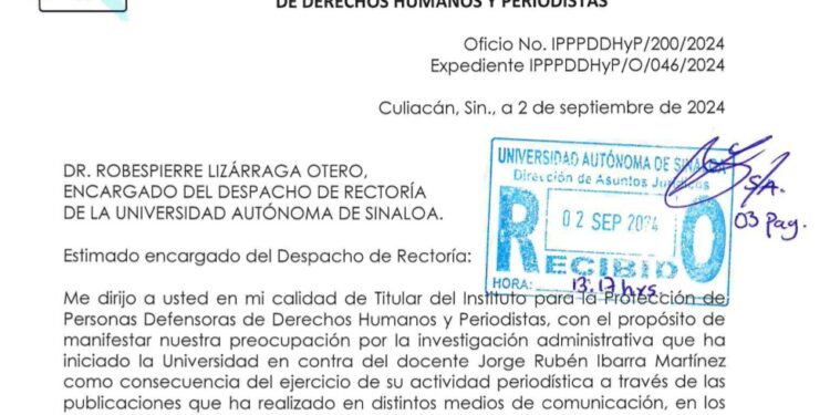Interviene el Instituto para la protección de periodistas ante la UAS, por acciones contra Jorge Ibarra