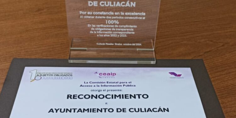 Ayuntamiento es galardonado por segundo año consecutivo por cumplimiento destacado en obligaciones de transparencia