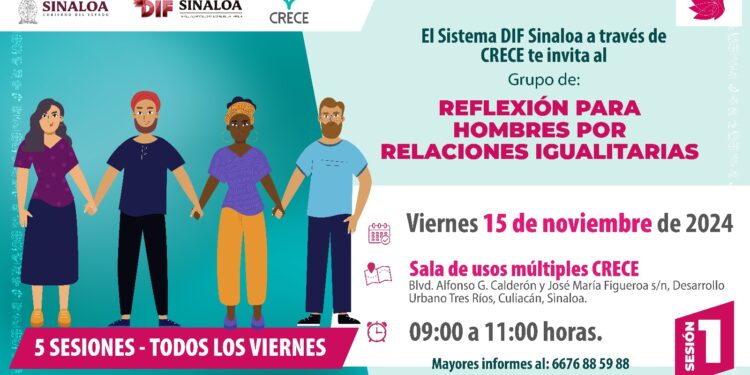 Impartirá el Sistema DIF Sinaloa el Taller “Reflexión para hombres por relaciones igualitarias”