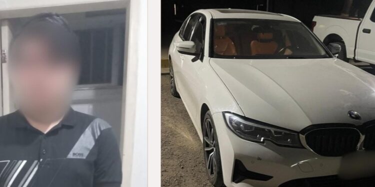 Policías Estatales aseguran a un hombre por viajar en vehículo robado