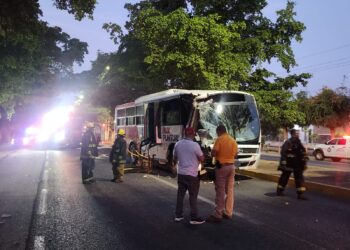 Choca camión de pasajeros contra un trailer dejando 10 lesionados en Aguaruto