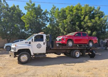 FGE y DEFENSA catean inmueble en el ejido Estación Obispo y se asegura una Pick Up con reporte de robo
