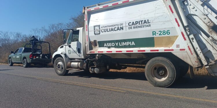Autoridades recuperan tres camiones de basura robados en Culiacán