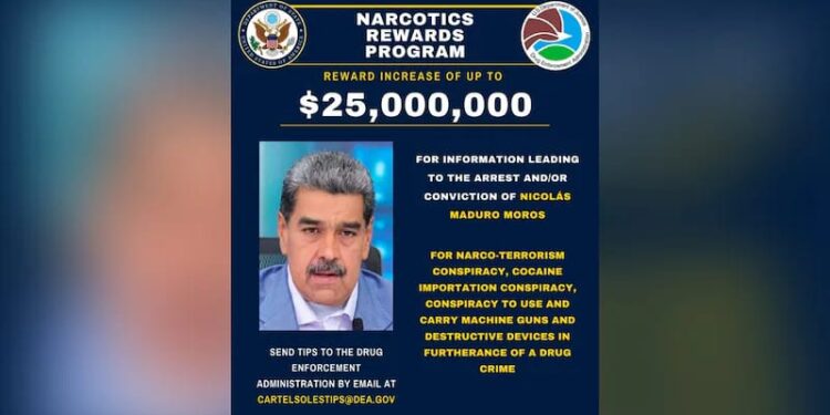 Ofrece EU 25 millones de dólares por información que lleve a la captura de Nicolás Maduro