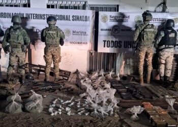 Grupo Interinstitucional asegura arsenal y droga en Escuinapa