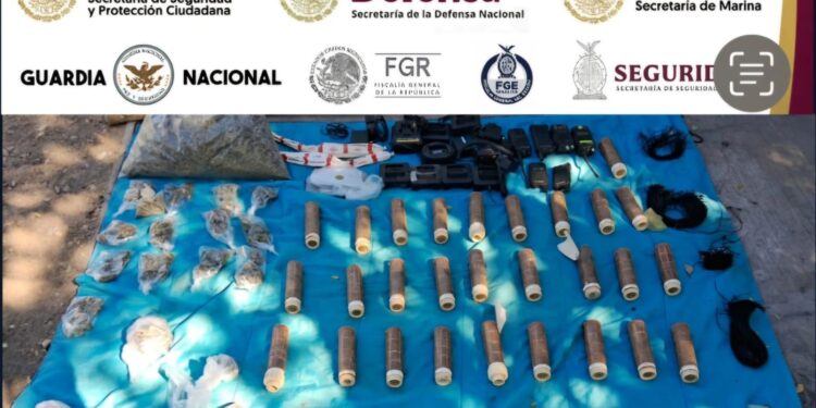 Grupo Interinstitucional asegura droga, municiones, explosivos y equipo táctico en Escuinapa 