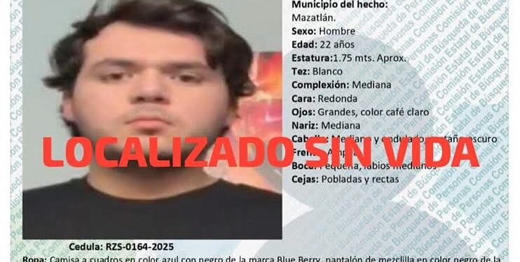 Confirman localización sin vida de Efraín, uno de los tres jóvenes privados de la libertad en Mazatlá