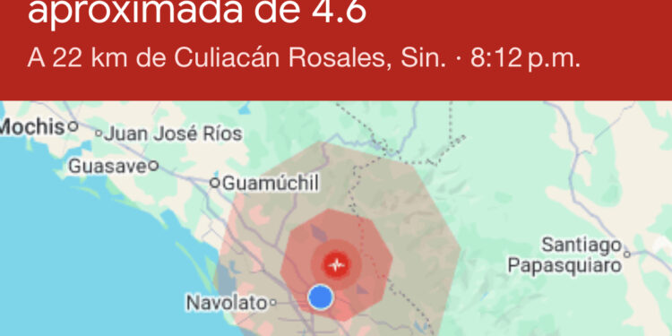 Temblor de 4.6 grados sacude a Culiacán