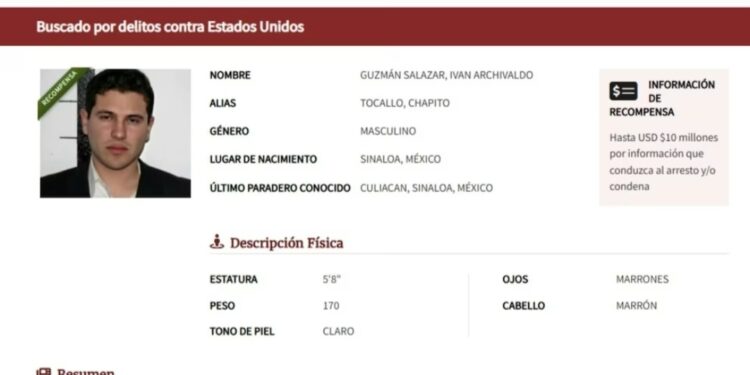 ICE ofrece 10 mdd por Iván Archivaldo Guzmán: “A pesar de su mirada ardiente, es un matón armado y peligroso”