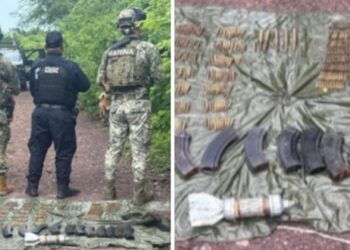 Localizan en Escuinapa dos campamentos improvisados, donde asegura artefactos explosivos, cargadores y cartuchos