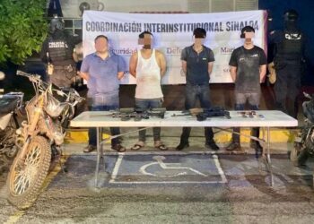 Grupo Interinstitucional detiene a cuatro hombres armados y asegura motocicletas