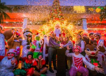 Gobernador Rocha Moya encabezó el encendido del monumental árbol de Navidad en Palacio de Gobierno