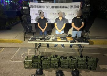 Grupo Interinstitucional asegura armamento, vehículos y detiene a tres civiles en Culiacán