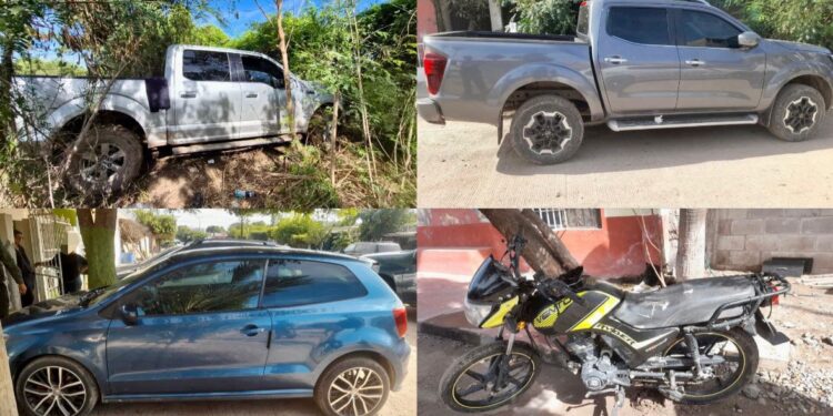 Siete vehículos robados recientemente y con alteraciones en números de serie son recuperados en Navolato