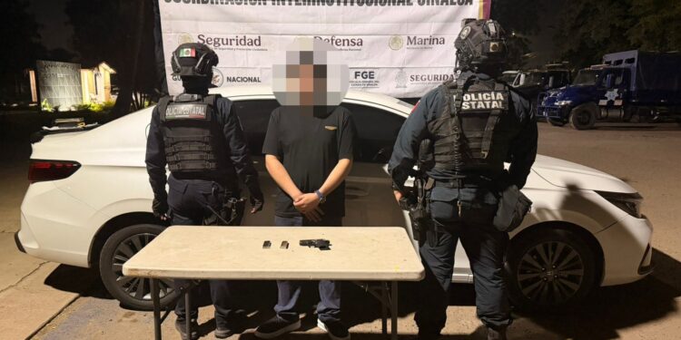 En Culiacán, el Grupo Interinstitucional detiene a un civil que portaba un arma de fuego
