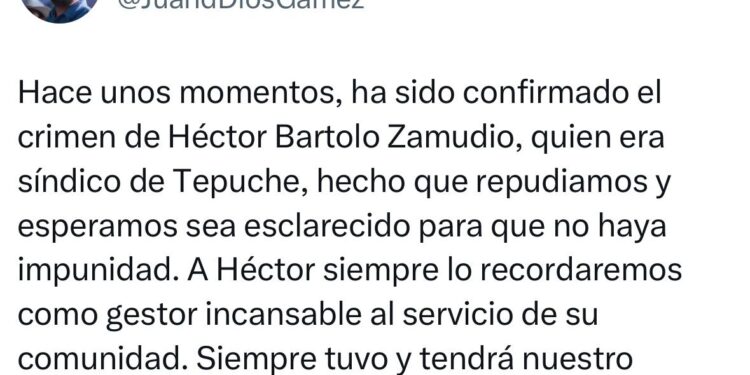 Alcalde de Culiacán condena asesinato del síndico de Tepuche y pide justicia