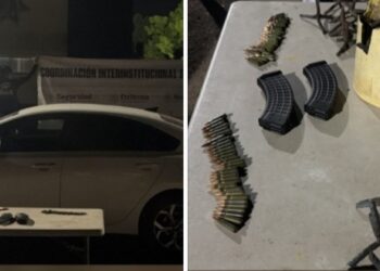 Tras persecución, el Grupo Interinstitucional asegura un vehículo con reporte de robo y, en su interior, cargadores y ponchallantas, en Culiacán