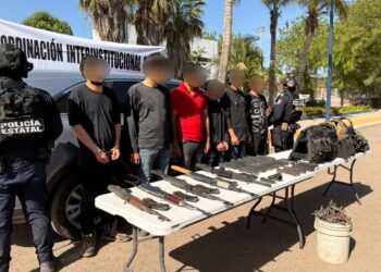 En operación coordinada en Navolato, se logró detener a 6 civiles; les aseguraron fusiles, cargadores, cartuchos y un vehículo robado