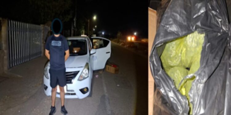Civil es detenido por el Grupo Interinstitucional en posesión de presunta marihuana y metanfetaminas